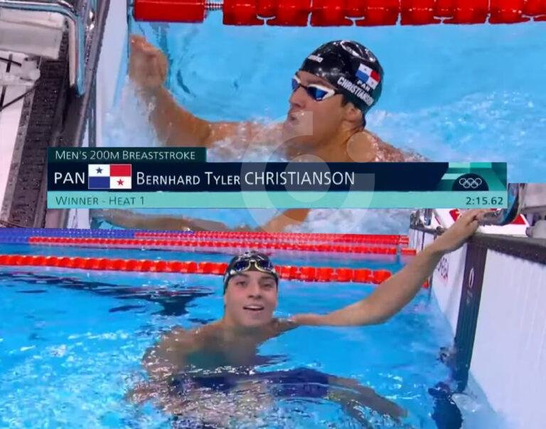 Tyler Christianson de Panamá triunfa en heat de clasificación en los Juegos Olímpicos de París 2024.